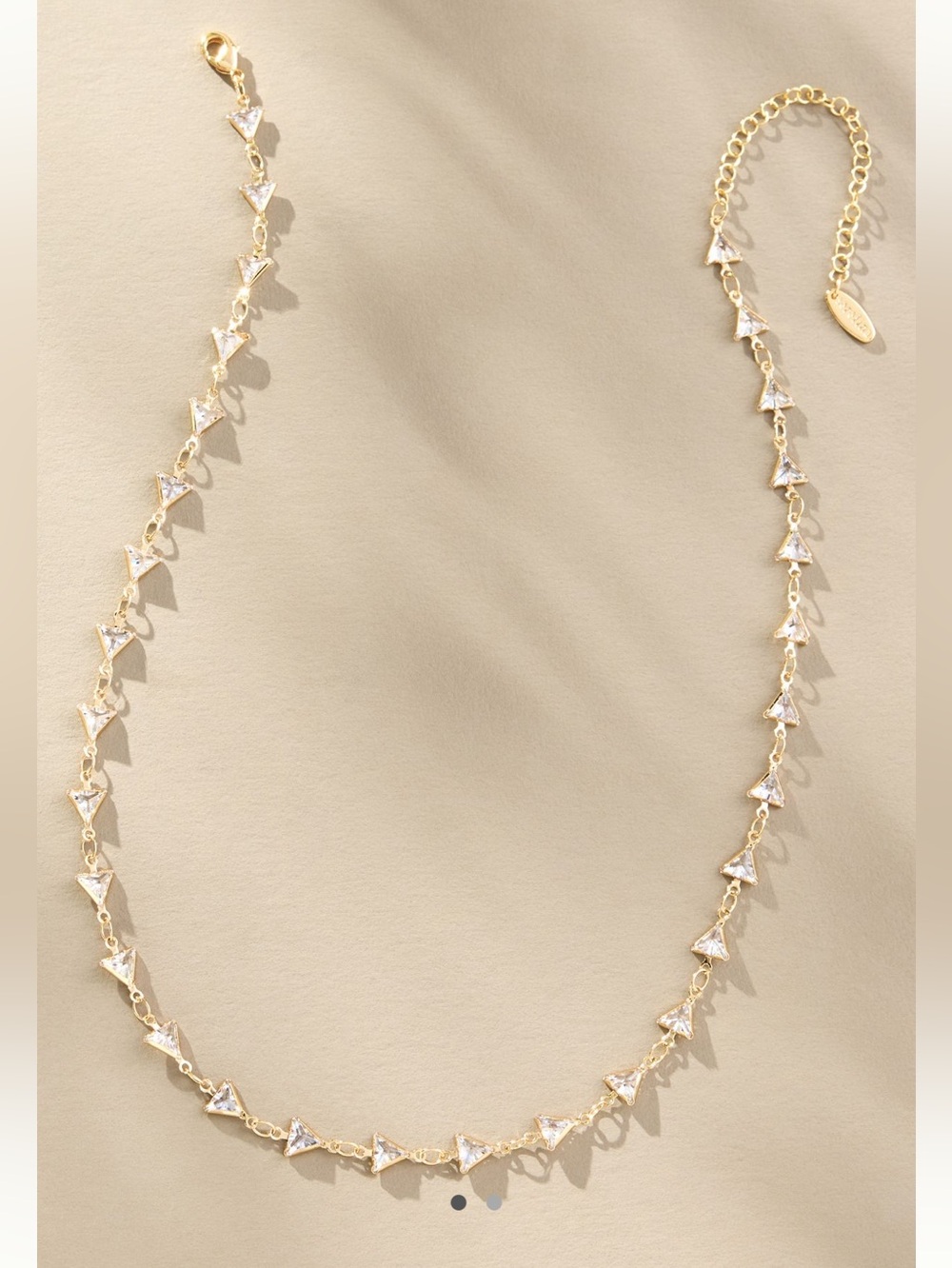 Anthropologie 14KT Gold Plated Triangle  Sparkle Necklace NEW 16 Inches